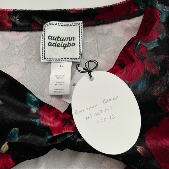 Autumn Adeigbo Rowenna Cutout Blouse velvet floral long sleeve crop 12 - Picture 10 of 10